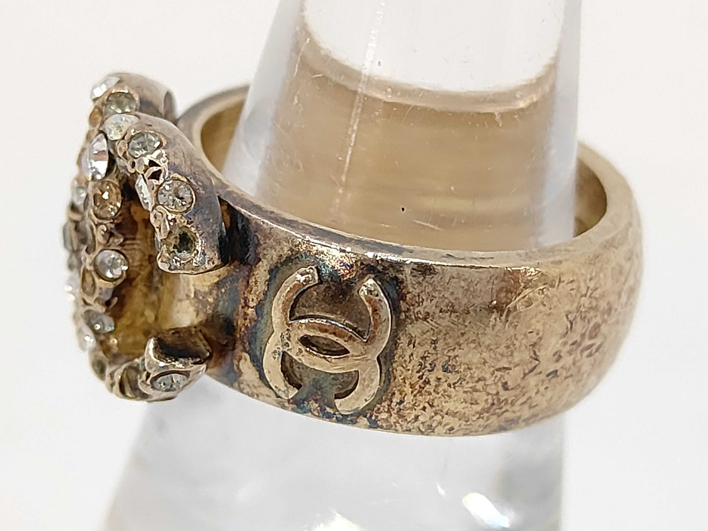 CHANEL Coco Mark Rhinestone Ring