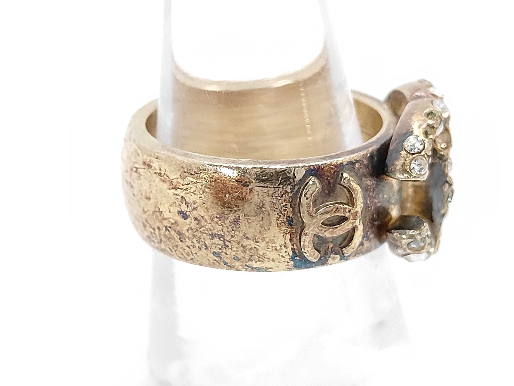 CHANEL Coco Mark Rhinestone Ring