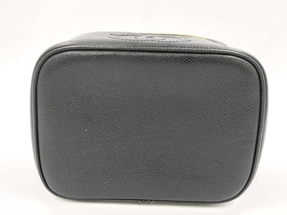 CHANEL Vanity Pouch Caviar Coco Mark Sticker Included #3 Vanity Bag