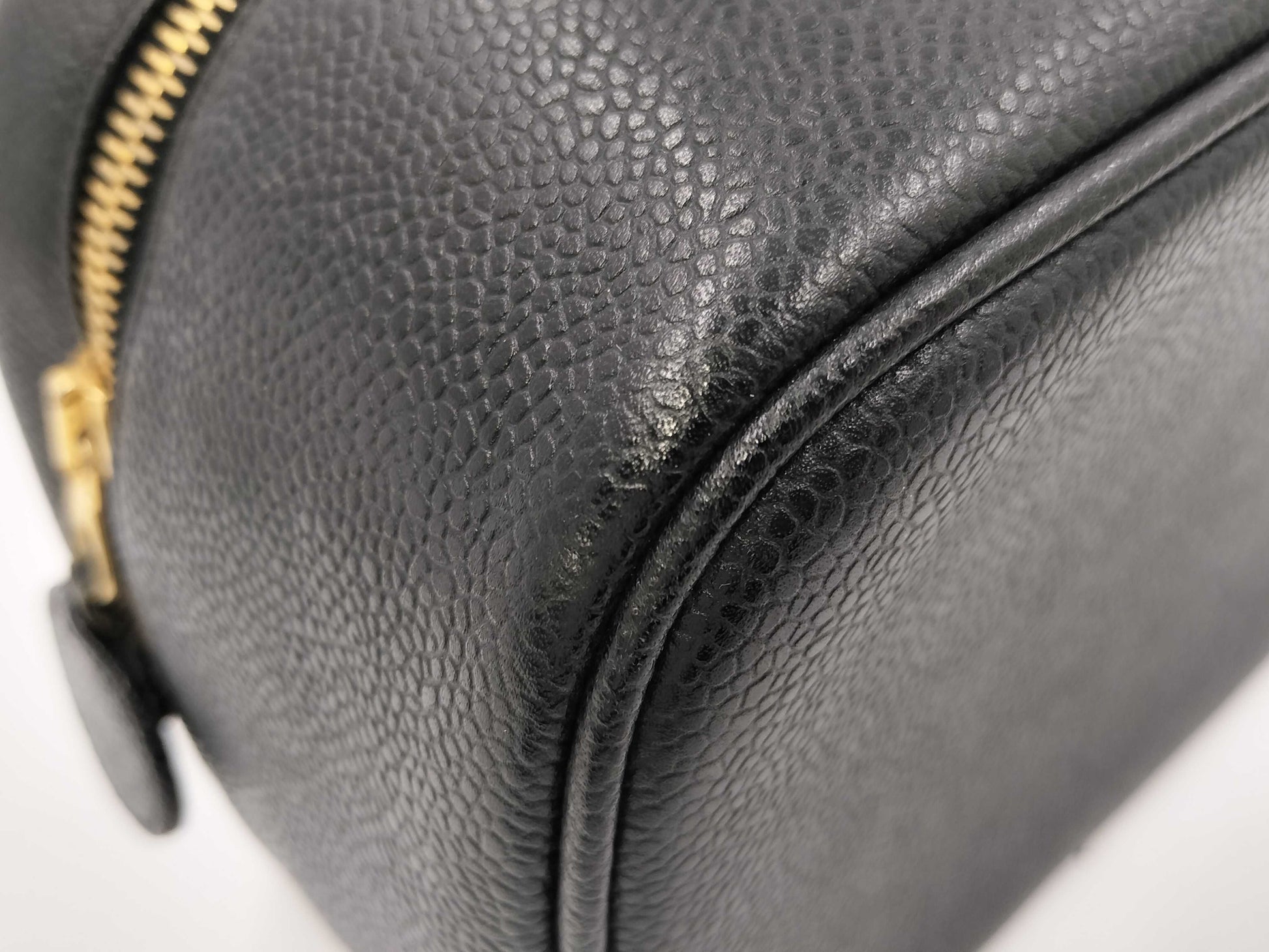 CHANEL Vanity Pouch Caviar Coco Mark Sticker Included #3 Vanity Bag