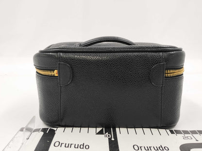 CHANEL Vanity Pouch Caviar Coco Mark Sticker Included #3 Vanity Bag