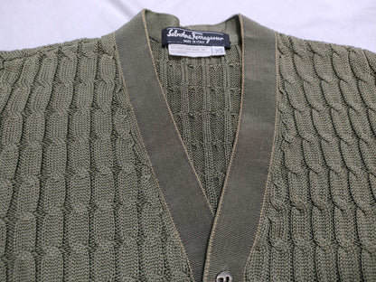 Salvatore Ferragamo Vara Ribbon Cardigan, Khaki, Size XS