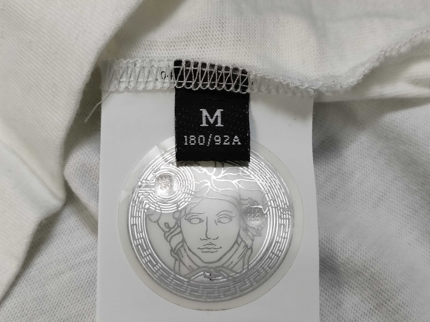 VERSACE T-shirt top with embroidered logo in white