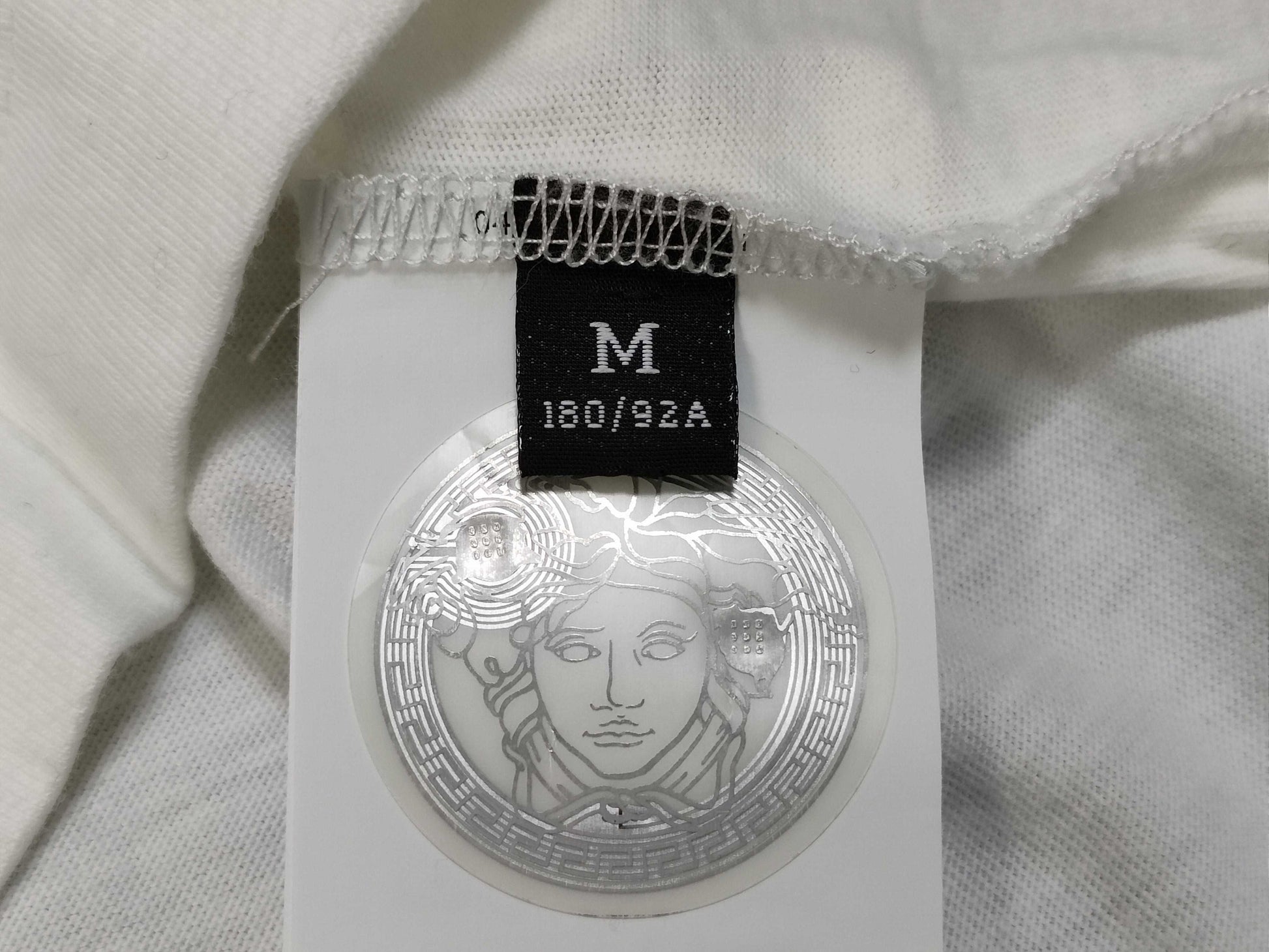 VERSACE T-shirt top with embroidered logo in white