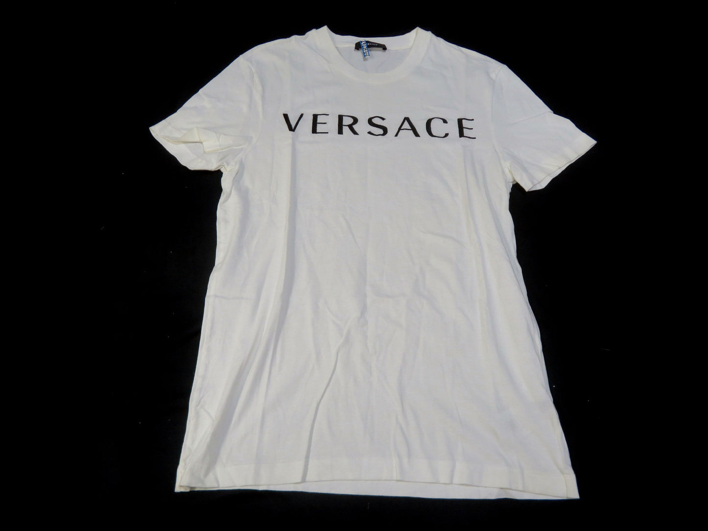 VERSACE T-shirt top with embroidered logo in white