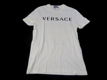 VERSACE T-shirt top with embroidered logo in white
