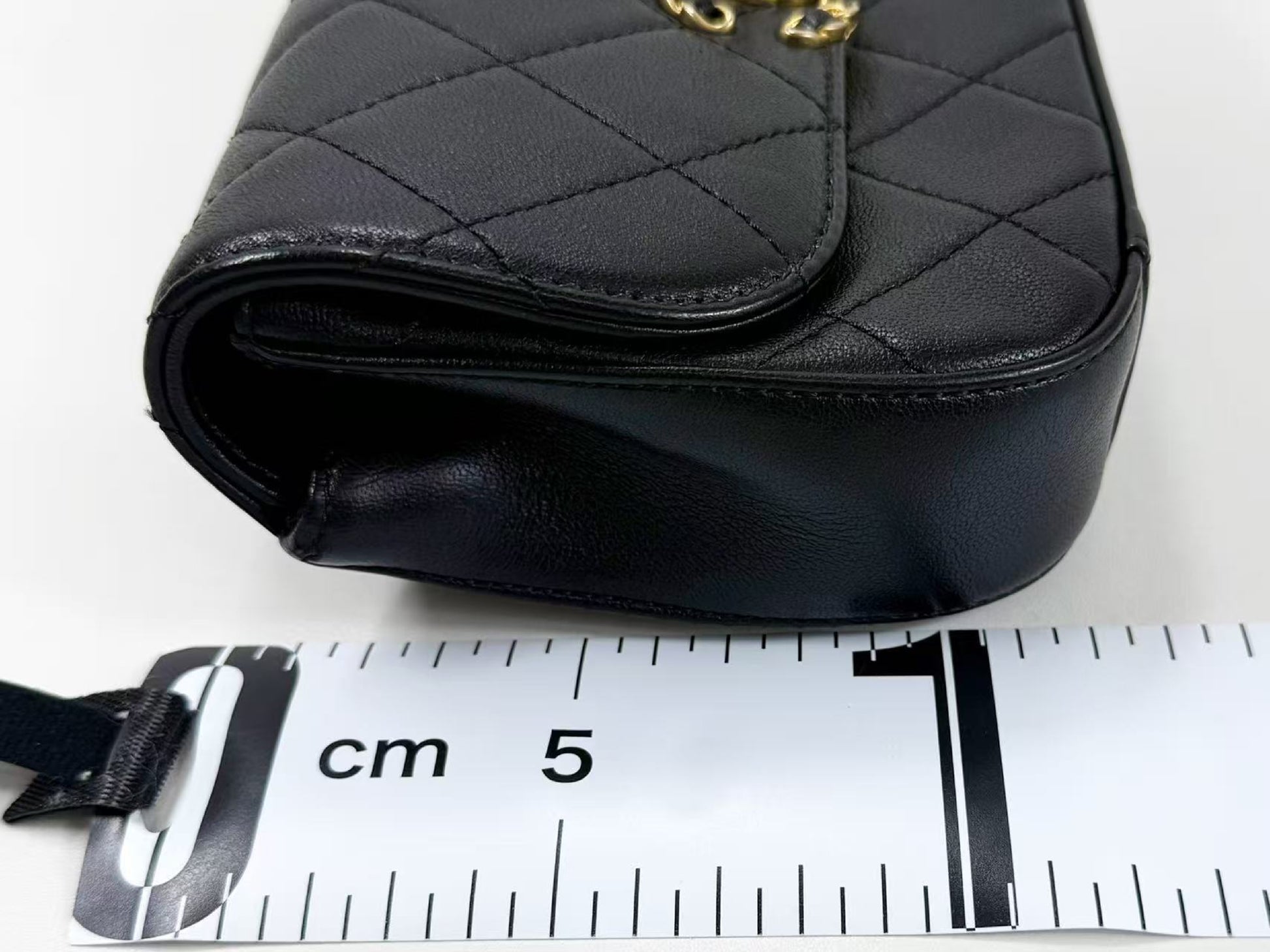 CHANEL Black Matelasse 19 Flap Waist Pouch, 18.5cm Wide, Approx. 28 Series, with Vintage G Hardware and Strap, 28405039
