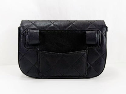 CHANEL Black Matelasse 19 Flap Waist Pouch, 18.5cm Wide, Approx. 28 Series, with Vintage G Hardware and Strap, 28405039