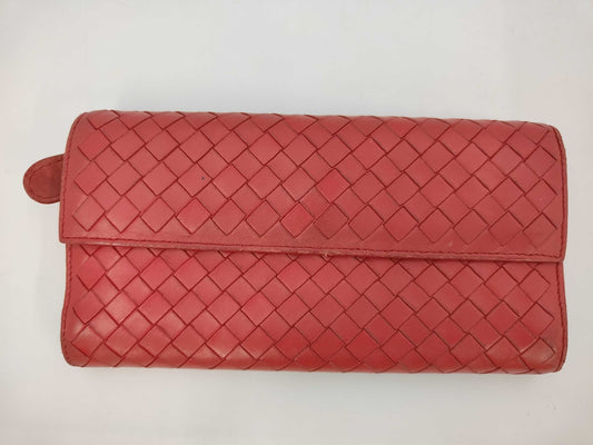 BOTTEGA VENETA BOTTEGA VENETA Long Wallet Red Excellent Condition Wallet