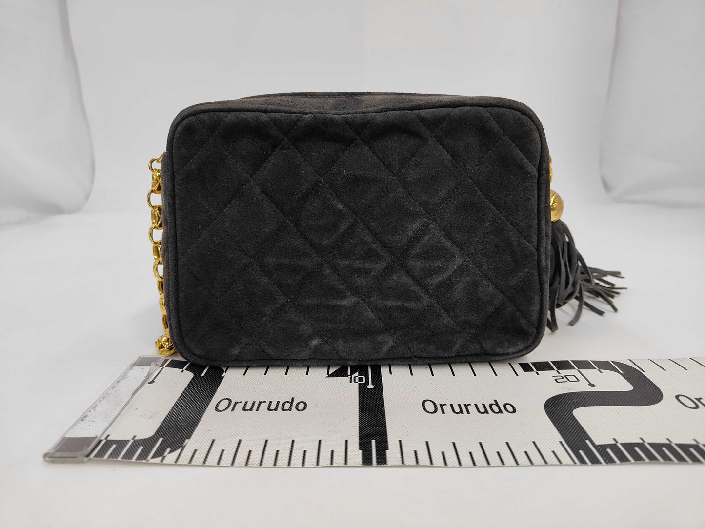 CHANEL Suede Beaded Shoulder Bag