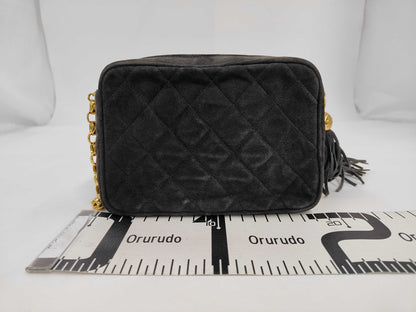 CHANEL Suede Beaded Shoulder Bag