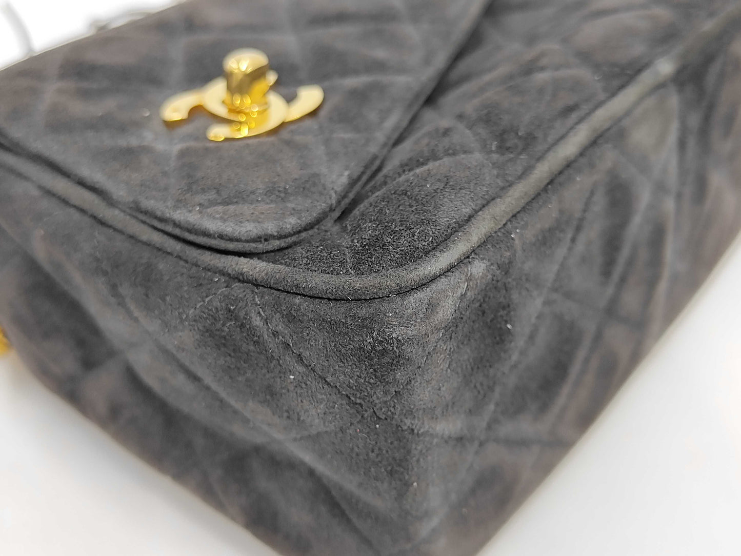 CHANEL Suede Beaded Shoulder Bag