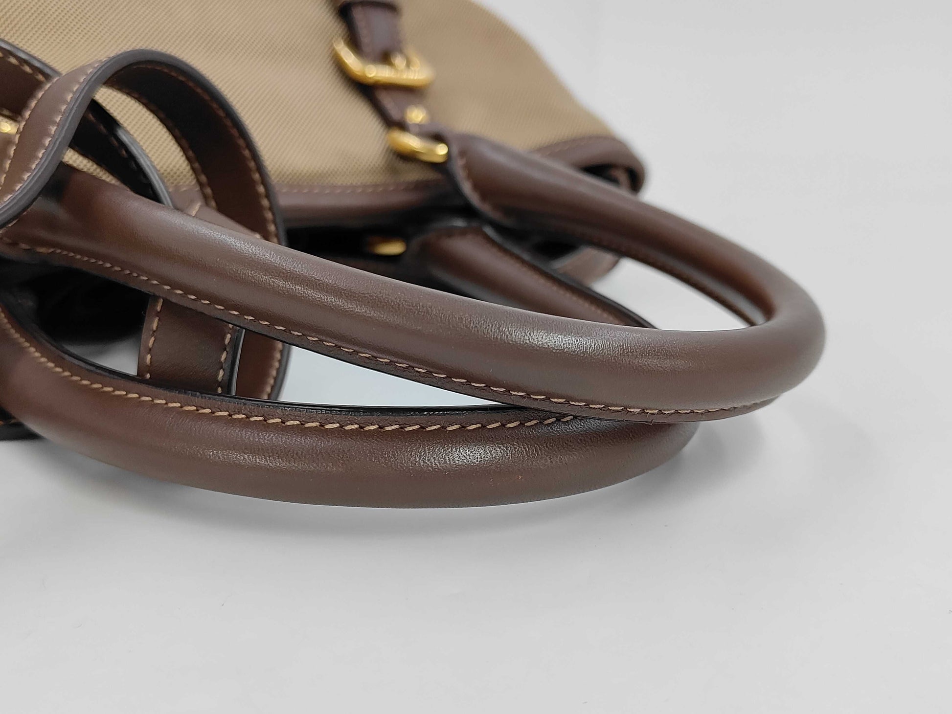 PRADA Prada 2-Way Handbag Canvas/Leather Bag