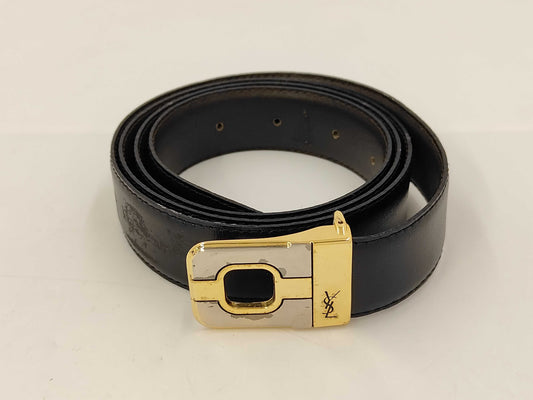 Yves Saint Laurent logo gold-colored buckle belt