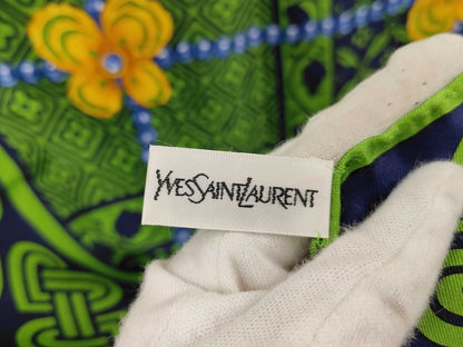 Yves Saint Laurent logo floral silk scarf