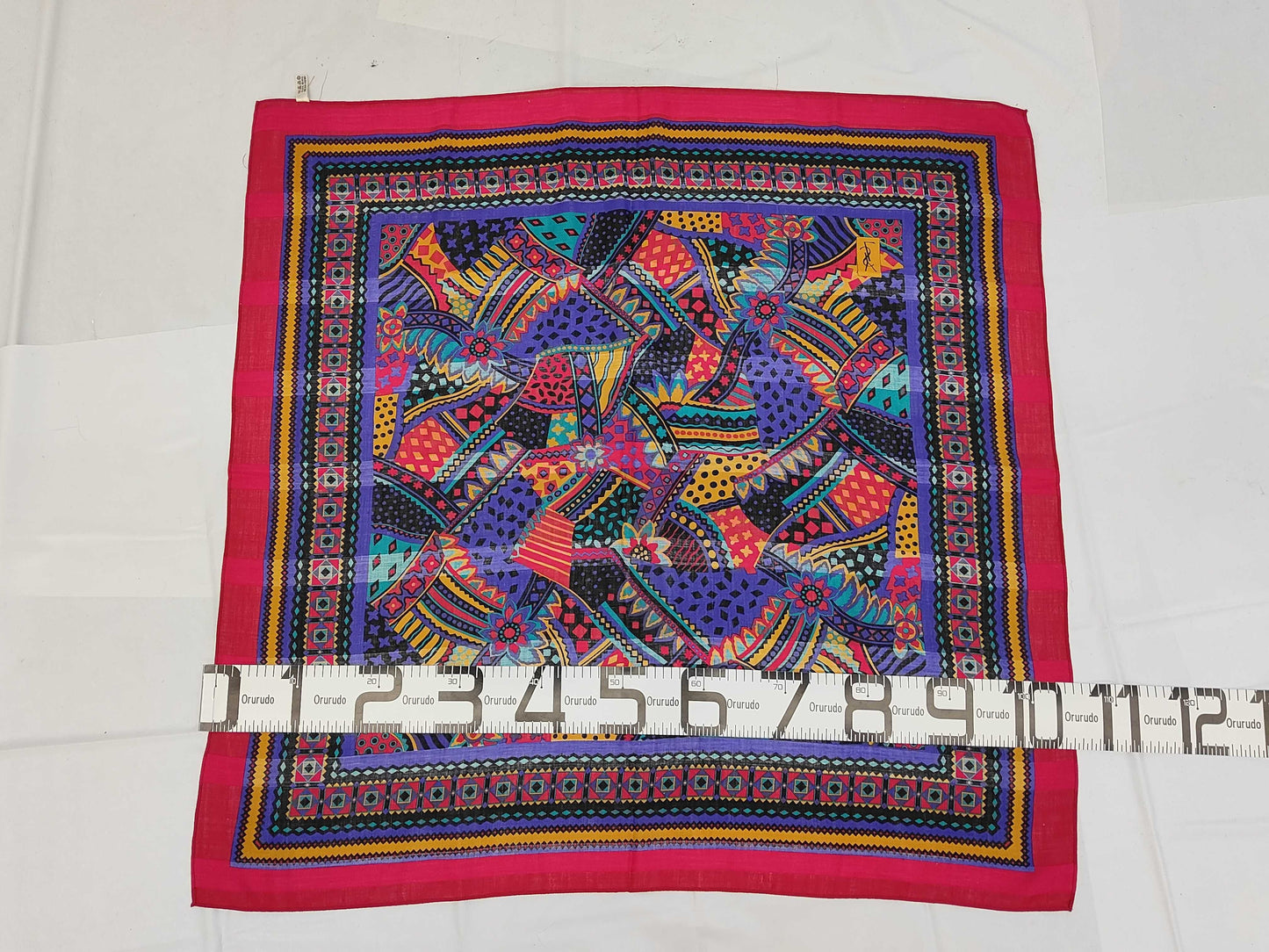 Yves Saint Laurent logo flower pattern stole scarf