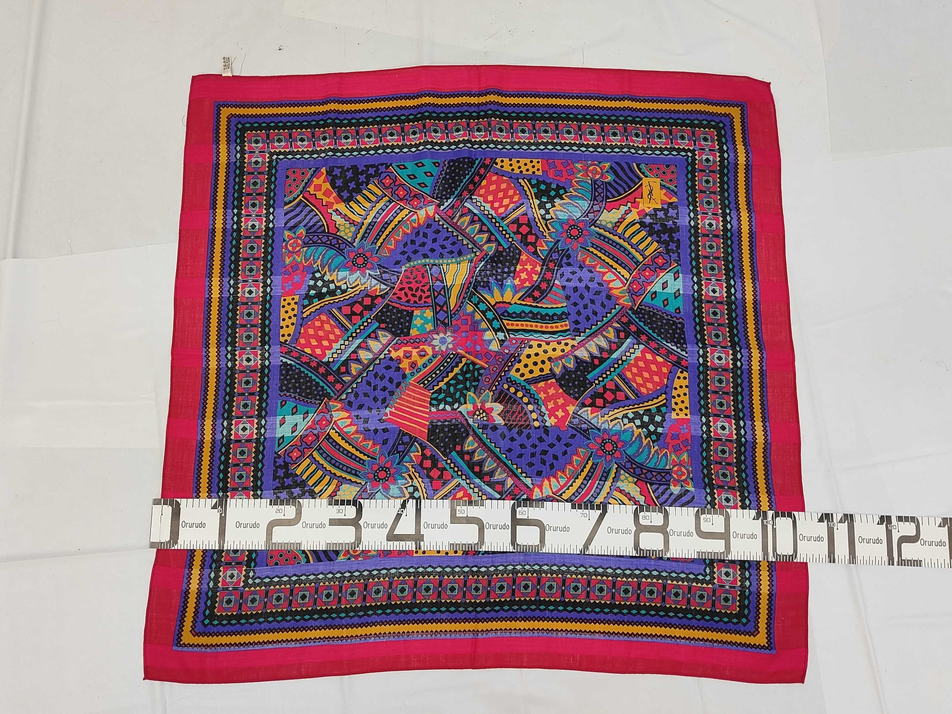 Yves Saint Laurent logo flower pattern stole scarf