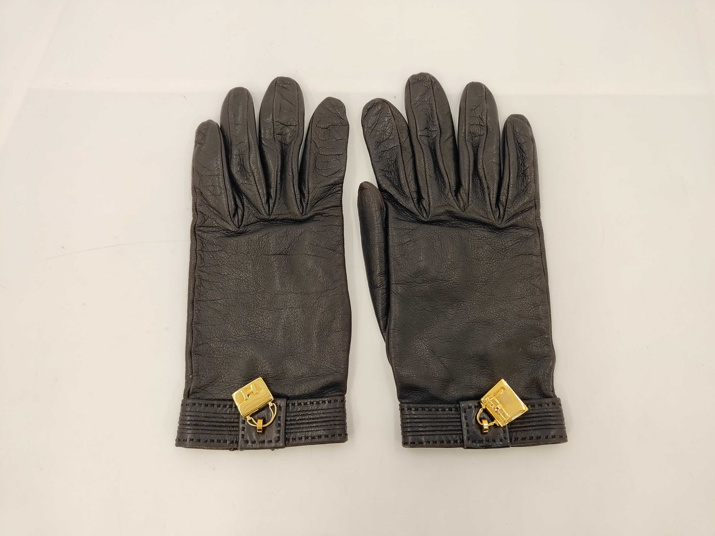 HERMES Kelly Gold Hardware Leather Gloves Other Accessories