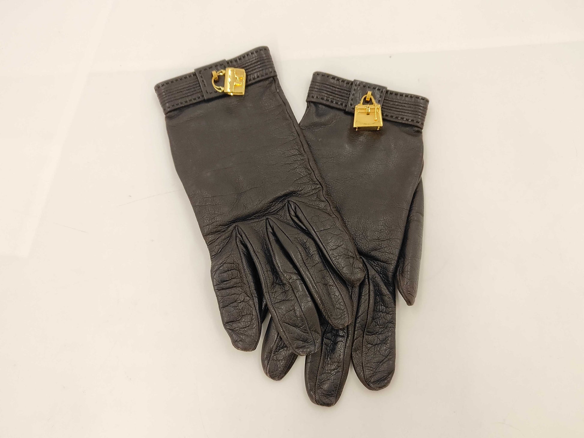 HERMES Kelly Gold Hardware Leather Gloves Other Accessories