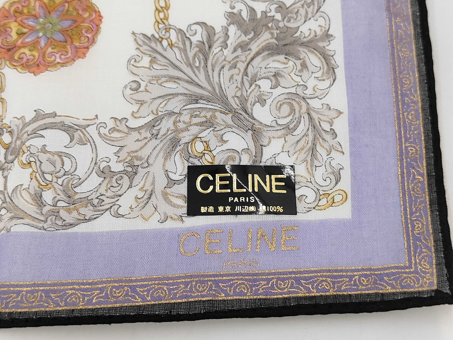 CELINE Logo Chain Flower Cotton Handkerchief Other Accessories