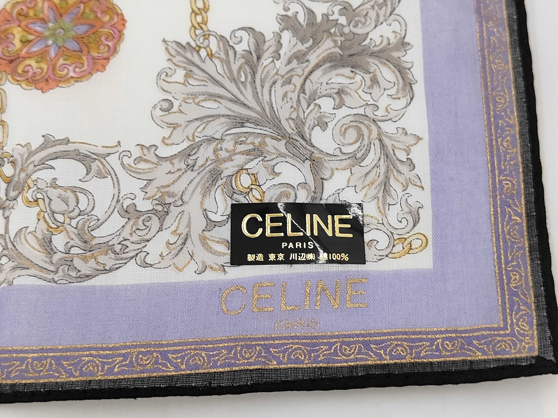 CELINE Logo Chain Flower Cotton Handkerchief Other Accessories