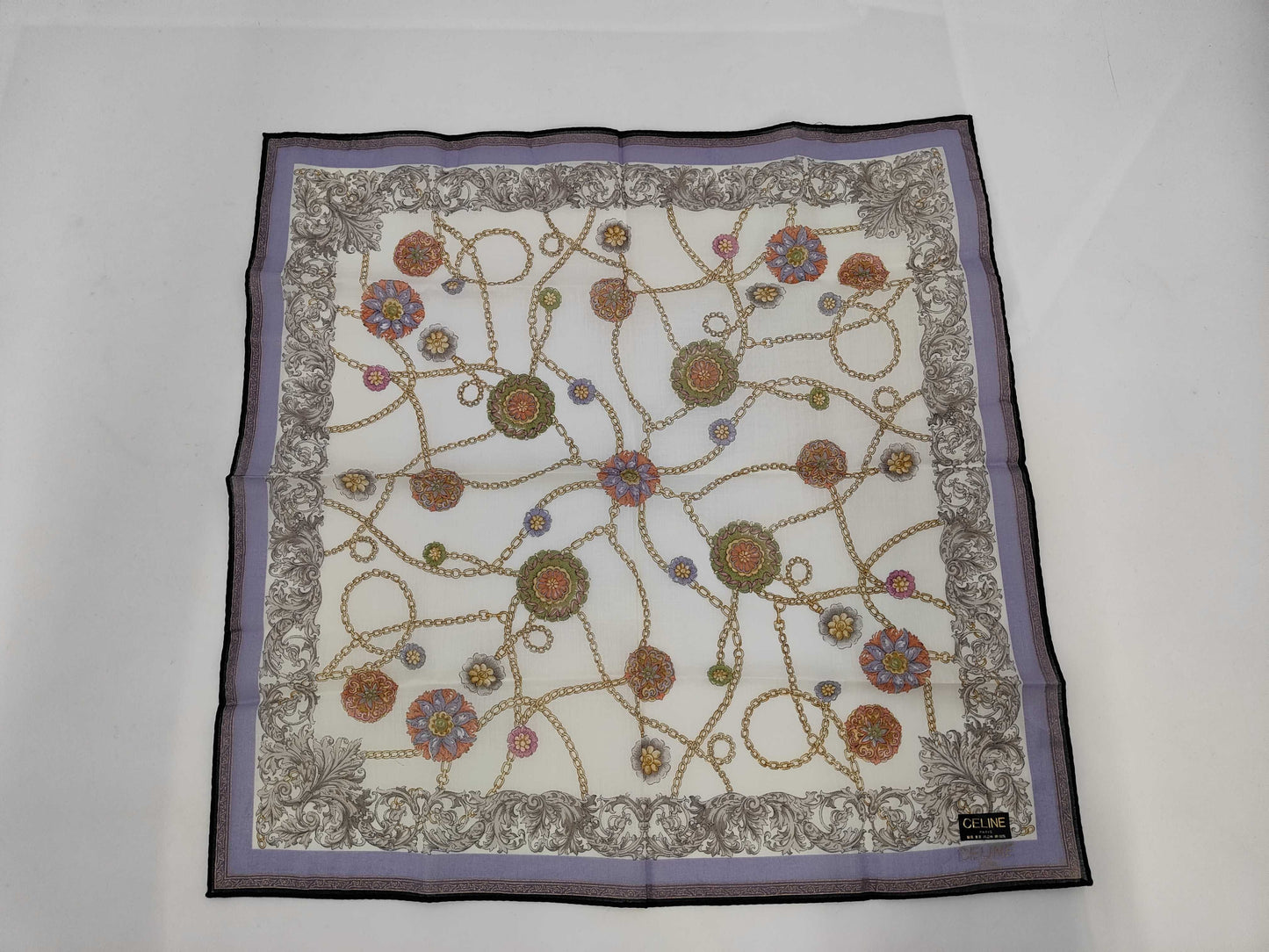 CELINE Logo Chain Flower Cotton Handkerchief Other Accessories