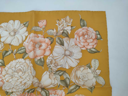 Salvatore Ferragamo logo floral silk scarf