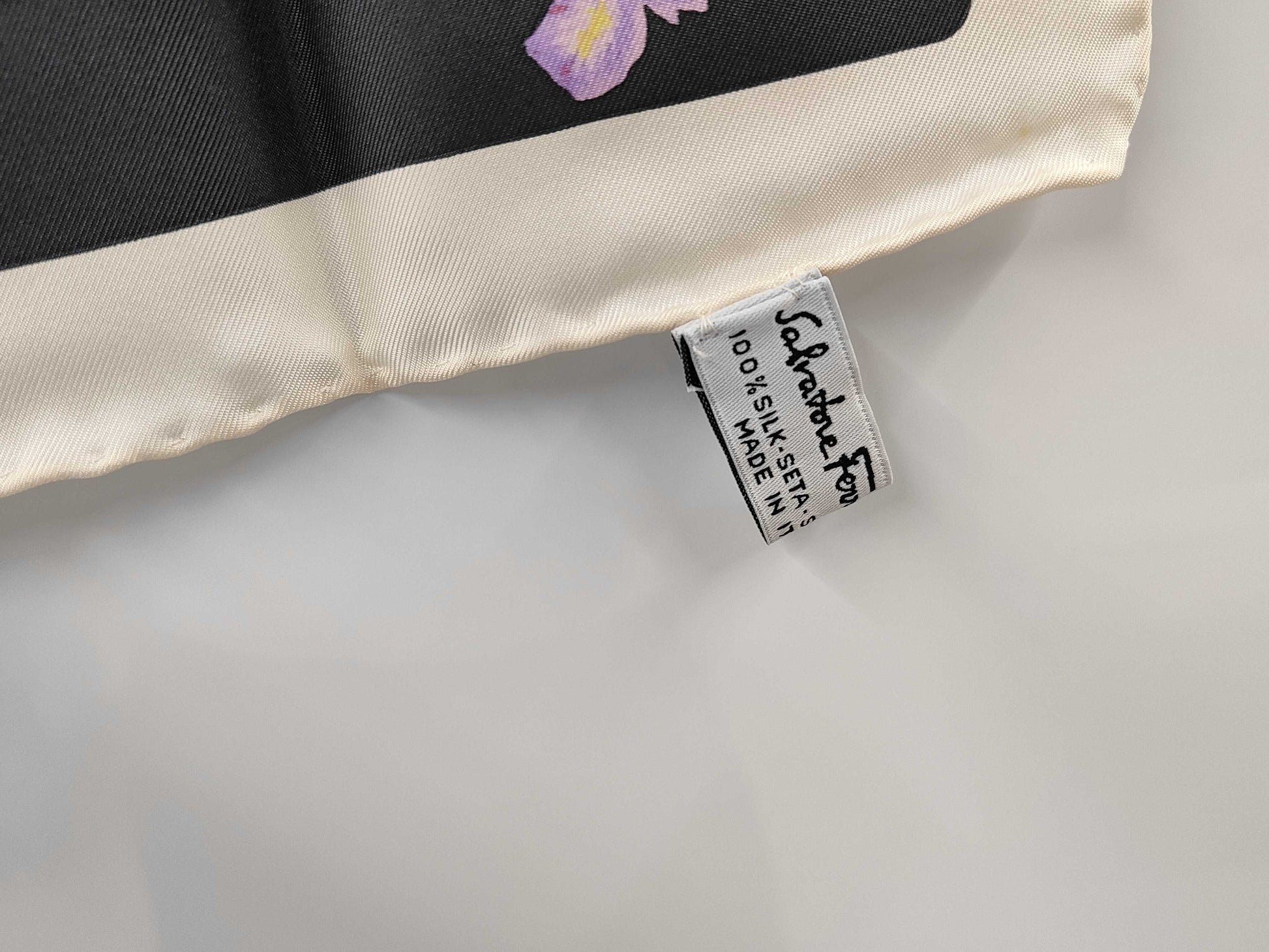 Salvatore Ferragamo logo floral silk scarf