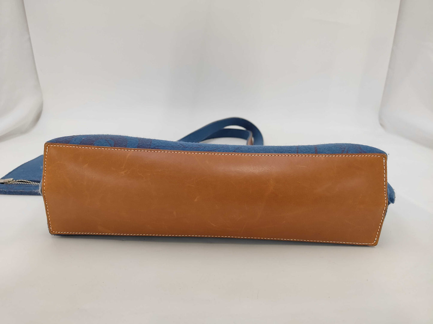 HERMES Sac Carimi MM Tote Bag with Pouch, Felt and Leather, Navy Brown