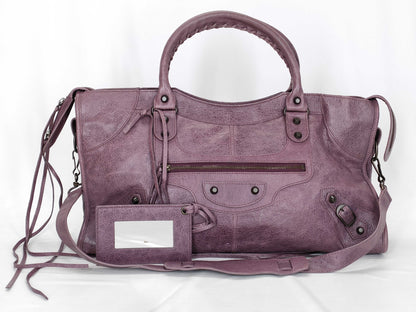 BALENCIAGA Purple The Part Time Leather 2-Way Shoulder Bag with Mirror