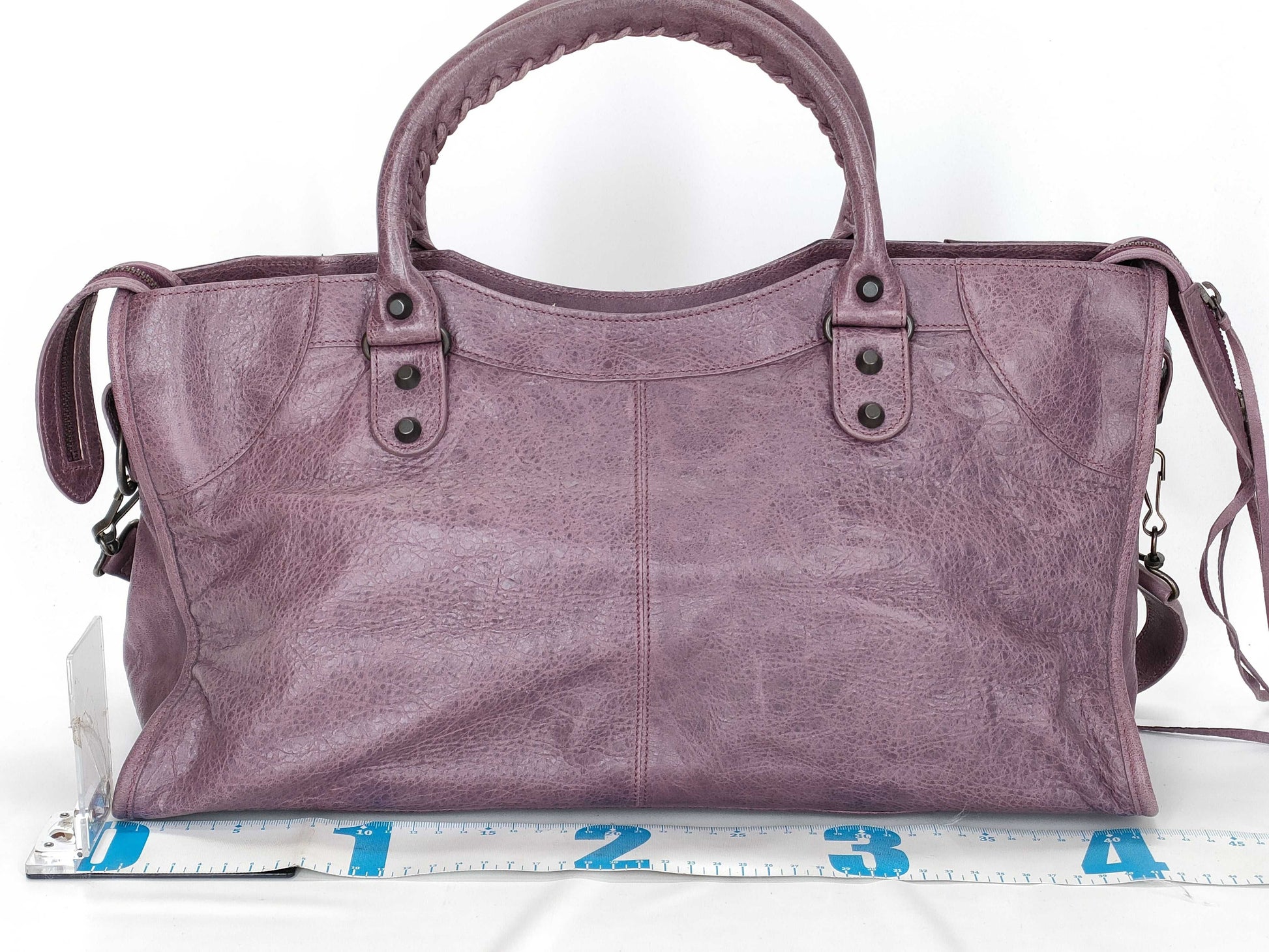 BALENCIAGA Purple The Part Time Leather 2-Way Shoulder Bag with Mirror