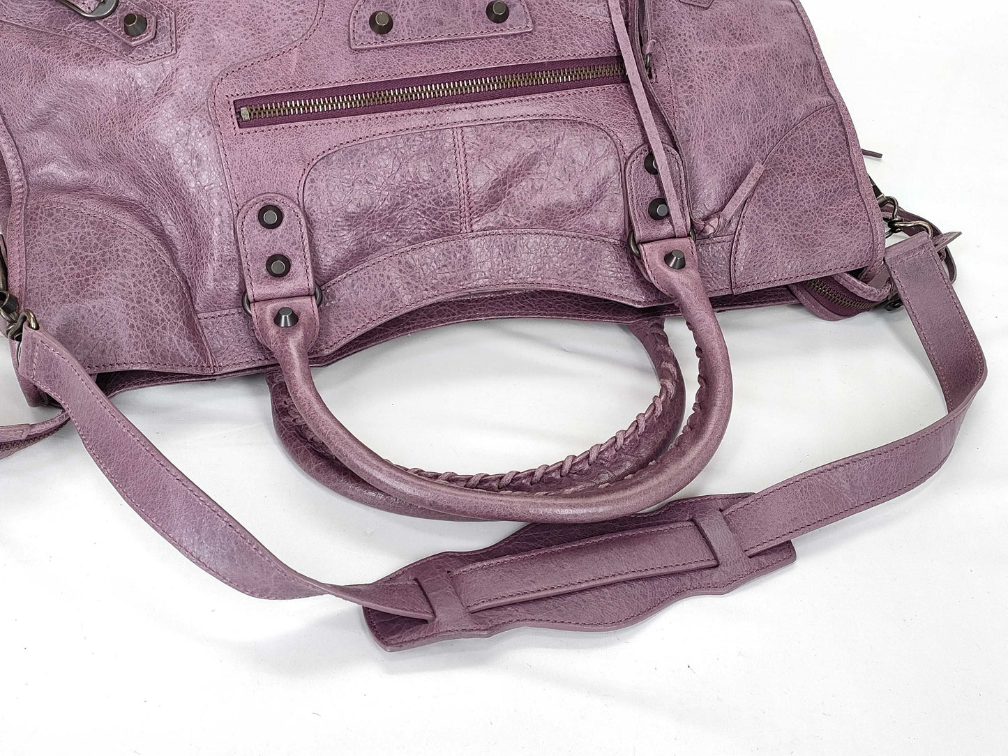 BALENCIAGA Purple The Part Time Leather 2-Way Shoulder Bag with Mirror