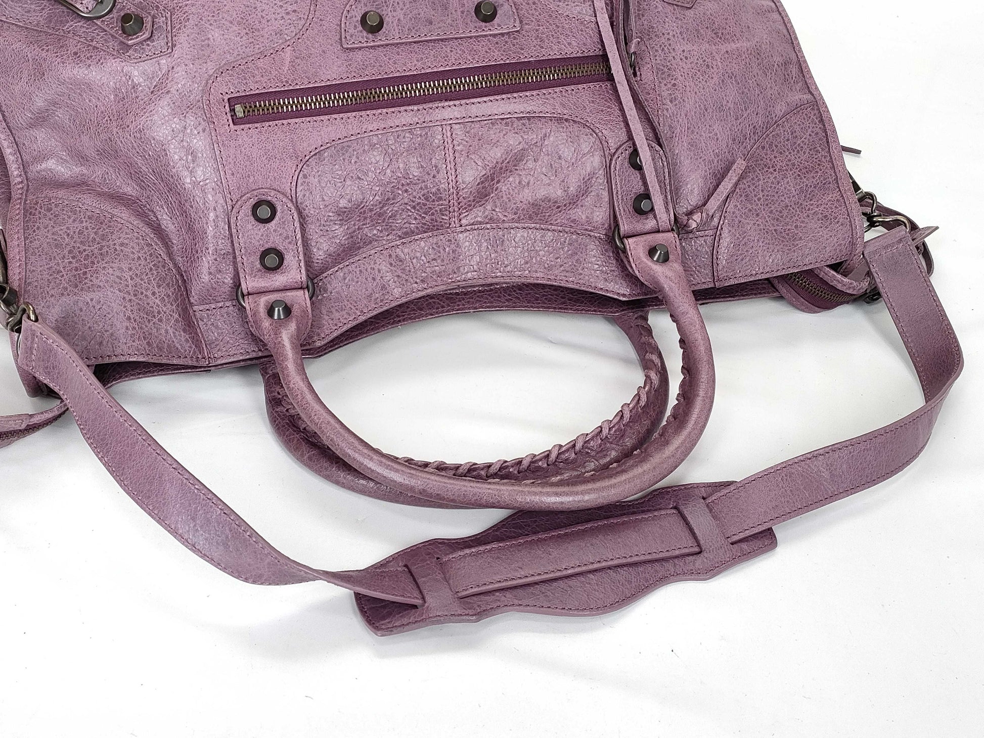 BALENCIAGA Purple The Part Time Leather 2-Way Shoulder Bag with Mirror
