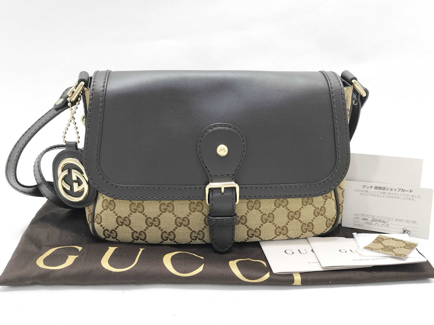 GUCCI GG Canvas Gucci Shoulder Bag GG Canvas Leather Shoulder Bag