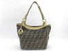 FENDI Zucca print gold leather canvas tote bag