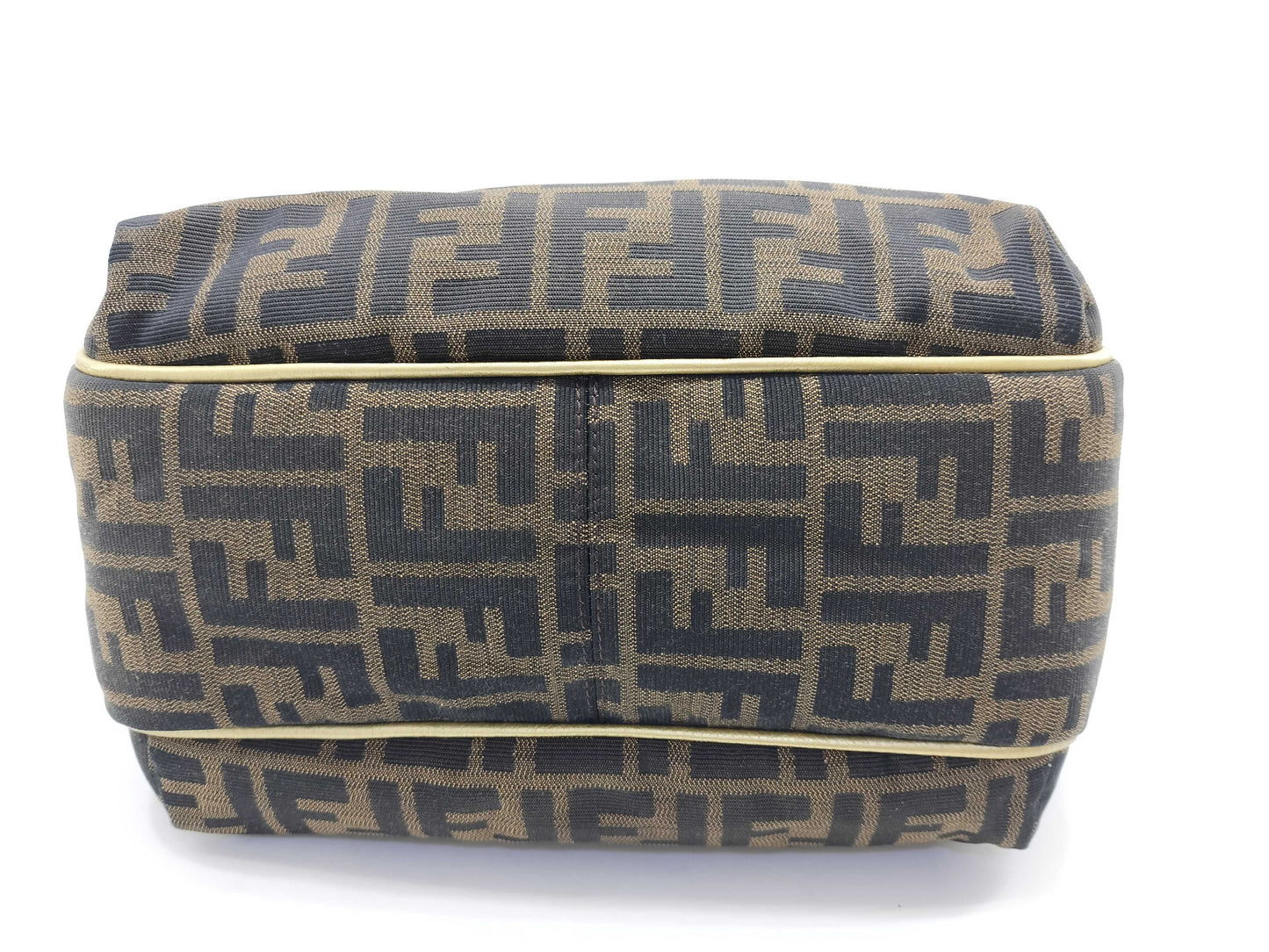 FENDI Zucca print gold leather canvas tote bag