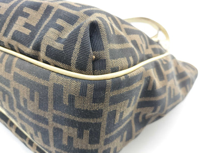 FENDI Zucca print gold leather canvas tote bag