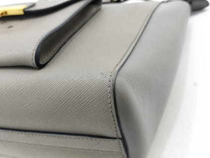 PRADA Saffiano Soft Calf Leather Gray 2-Way Shoulder Bag 