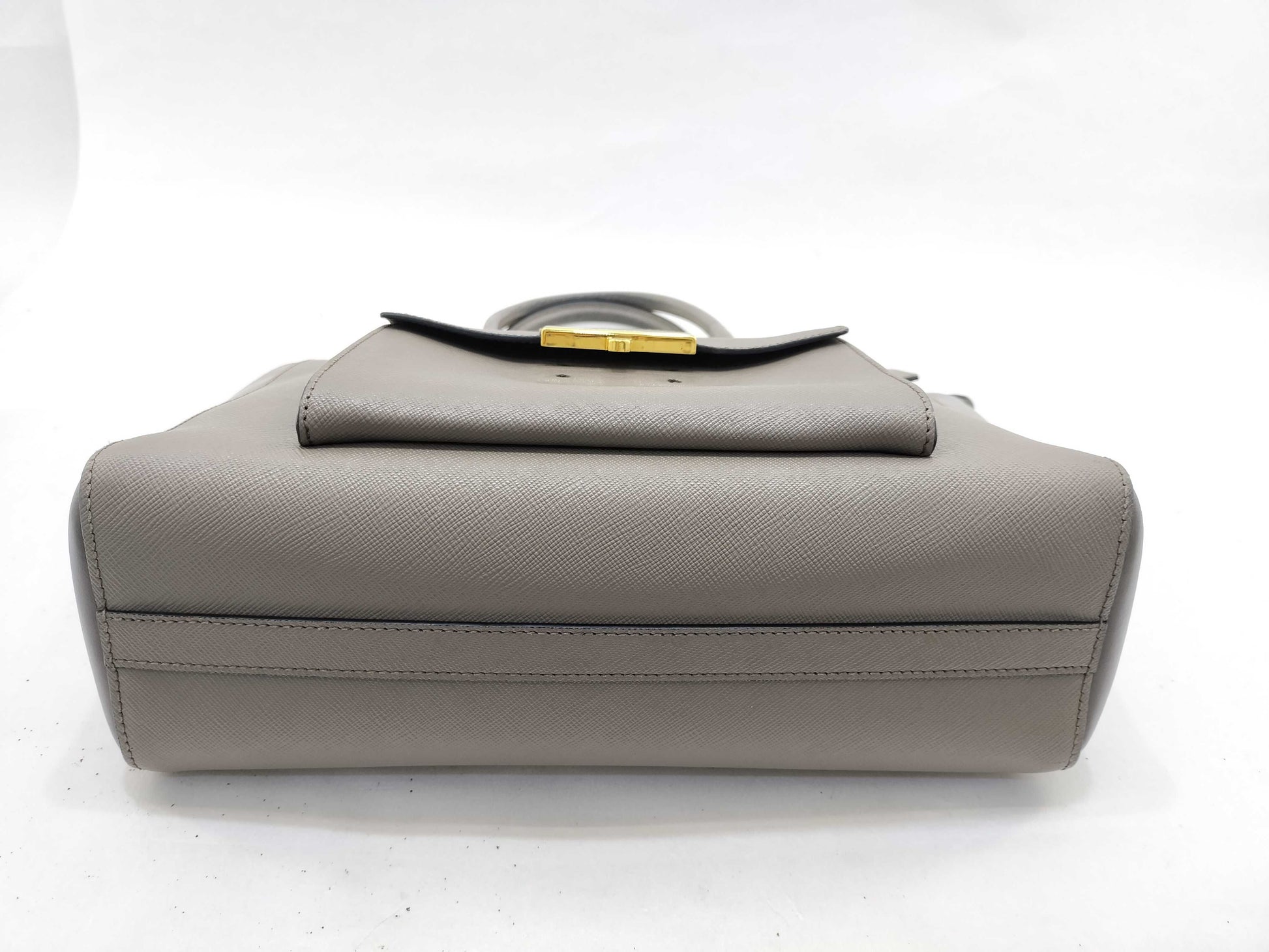 PRADA Saffiano Soft Calf Leather Gray 2-Way Shoulder Bag 