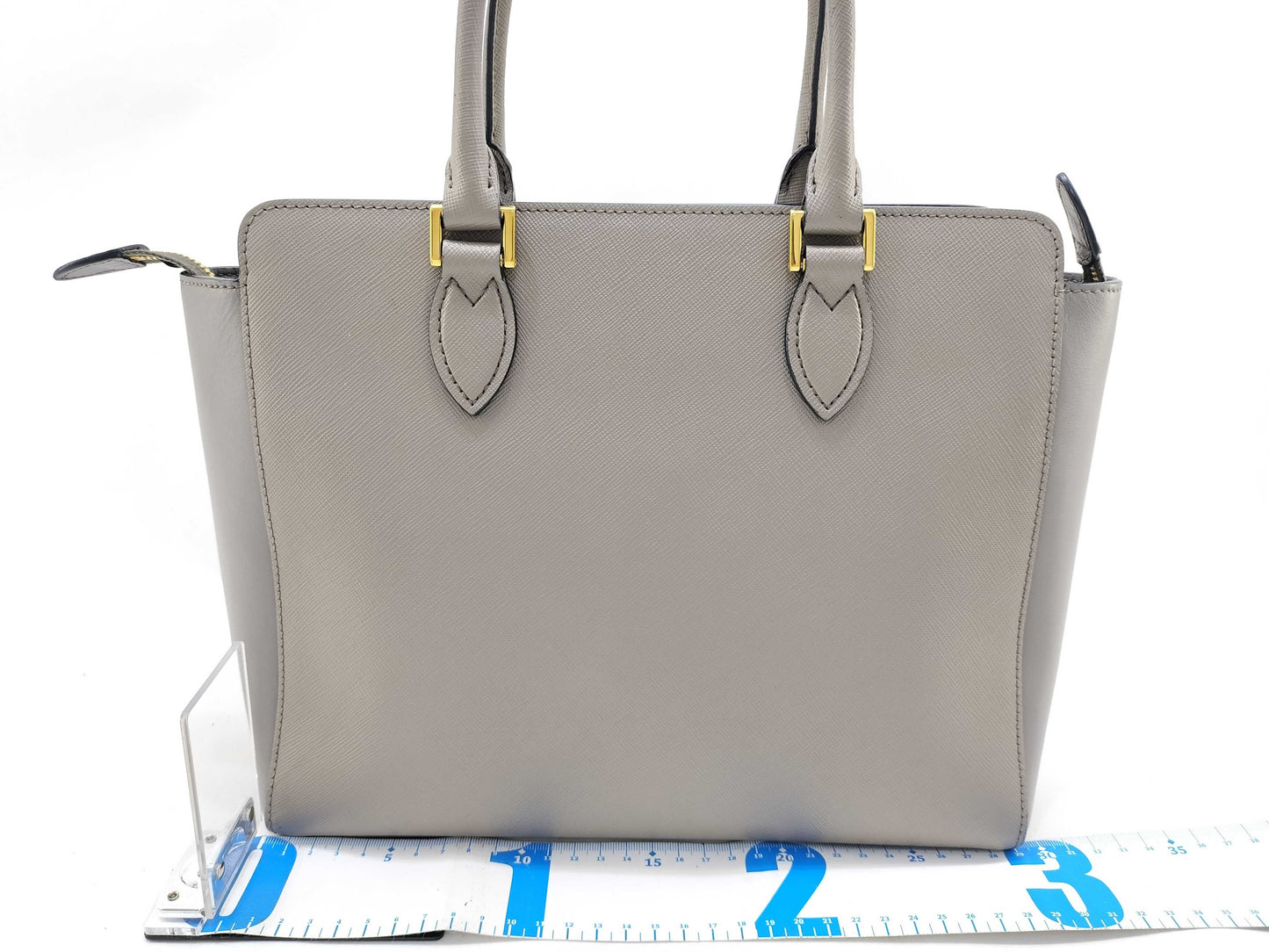 PRADA Saffiano Soft Calf Leather Gray 2-Way Shoulder Bag 