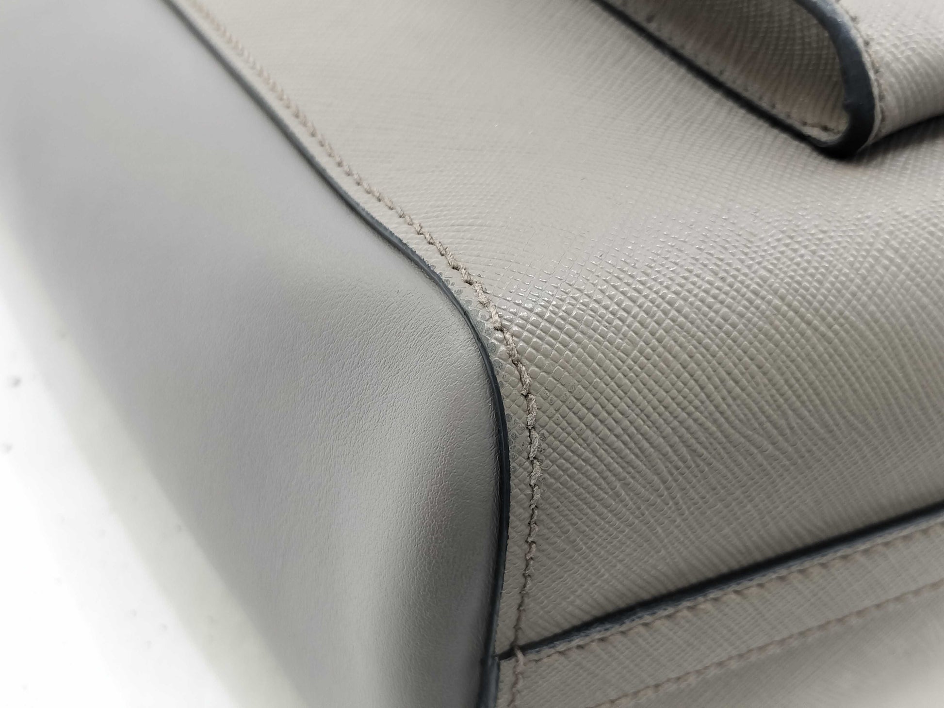 PRADA Saffiano Soft Calf Leather Gray 2-Way Shoulder Bag 