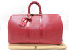 LOUIS VUITTON Epi Leather Red Keepall 45 Boston Bag with Padlock
