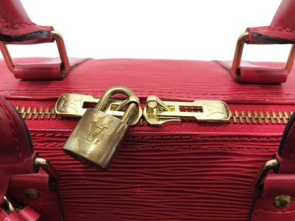 LOUIS VUITTON Epi Leather Red Keepall 45 Boston Bag with Padlock