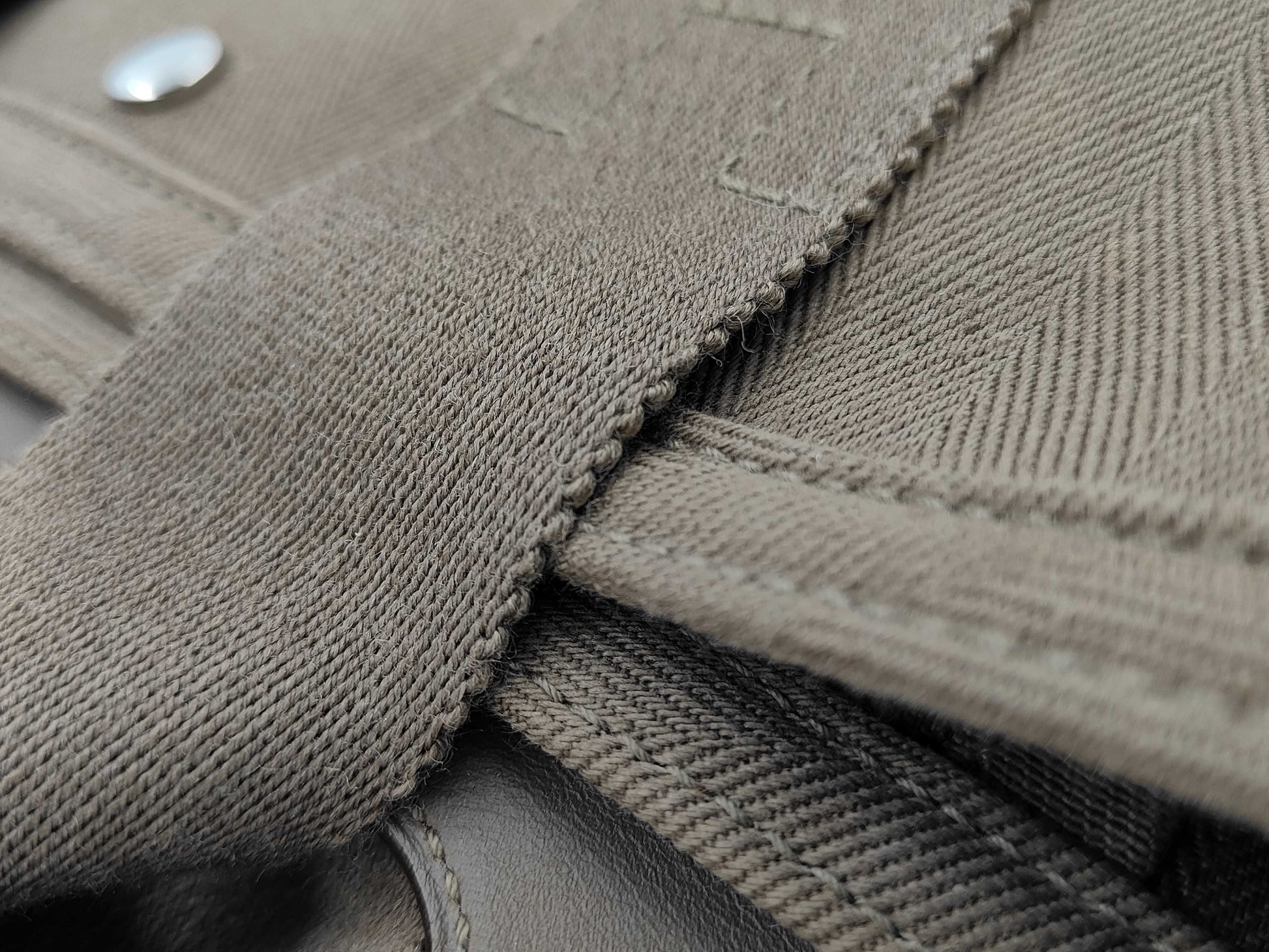 HERMES Valparaiso Long PM Toile Chevron Etoupe Handbag J