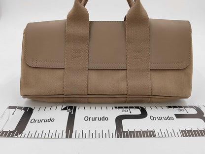 HERMES Valparaiso Long PM Toile Chevron Etoupe Handbag J