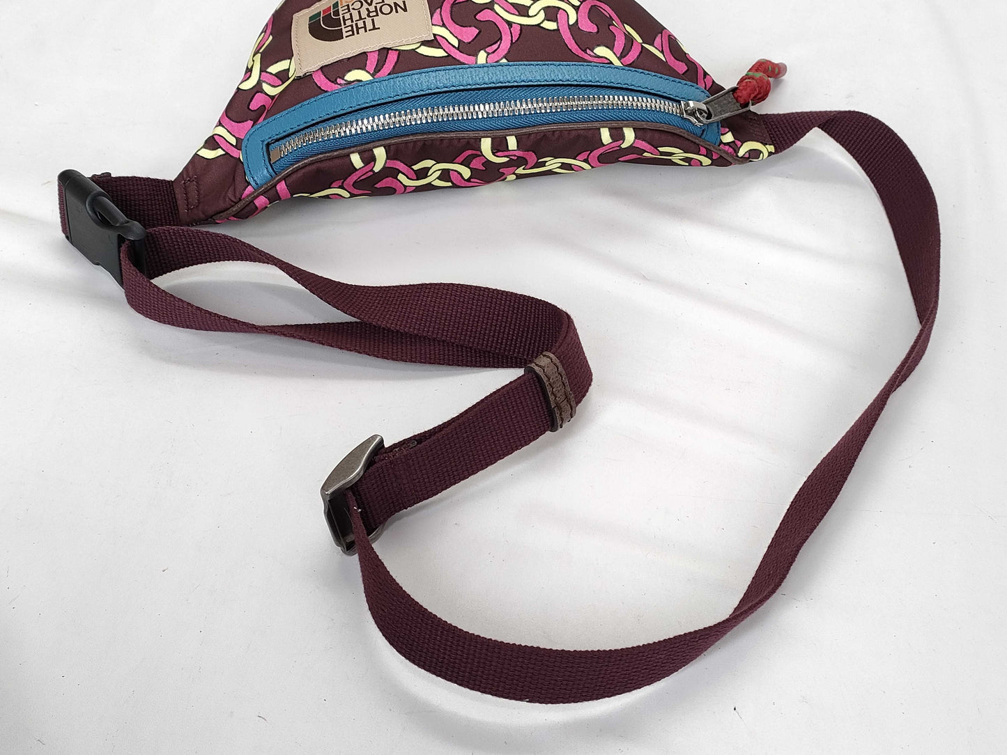 GUCCI & The North Face collaboration all-over print burgundy body waist shoulder bag