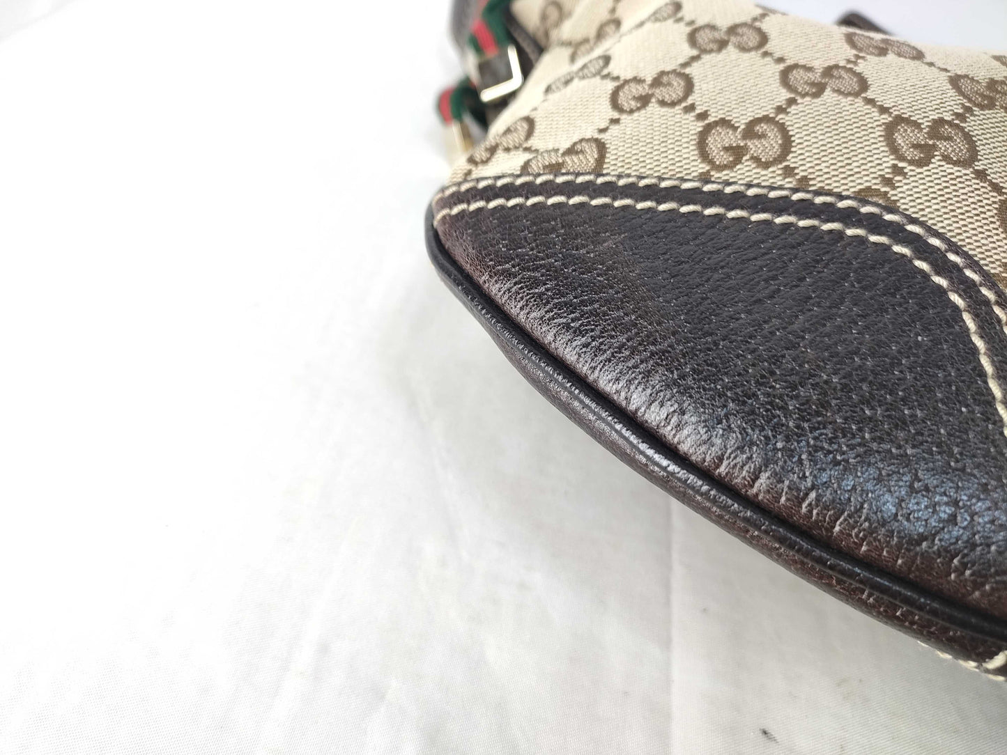 GUCCI GG Canvas Sherry Line Ribbon One-Shoulder Bag with Pouch