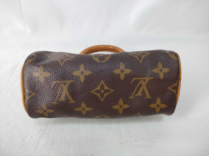 LOUIS VUITTON Monogram Louis Vuitton Mini Speedy Handbag with Strap Monogram Handbag