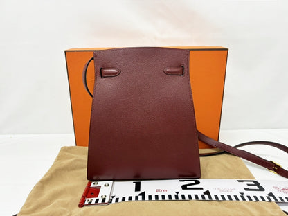 HERMES Kelly Sport PM □B Couchvel/Bordeaux Shoulder Bag