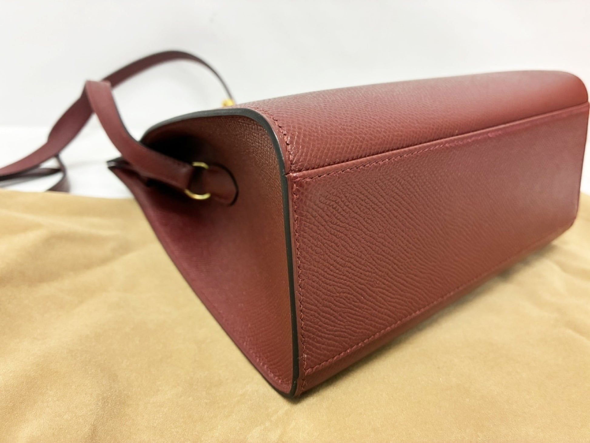 HERMES Kelly Sport PM □B Couchvel/Bordeaux Shoulder Bag